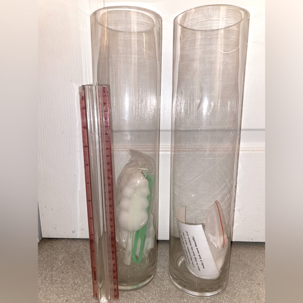 (2) 16 inch Tall Cylinder Glasses